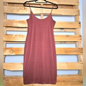Elegant Mauve Brown Bodycon Slip Dress Size:L